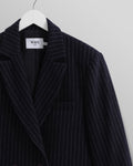 wax london men's Gekko - Navy Pinstripe Wool Blazer