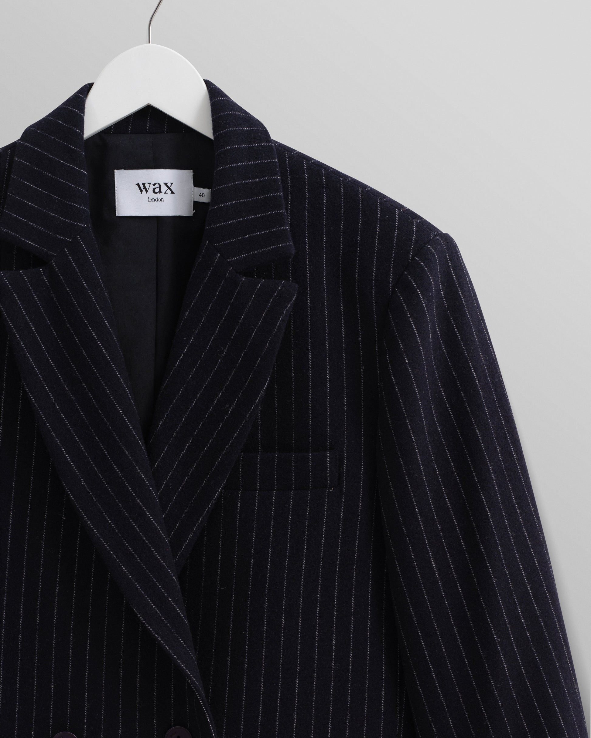wax london men's Gekko - Navy Pinstripe Wool Blazer