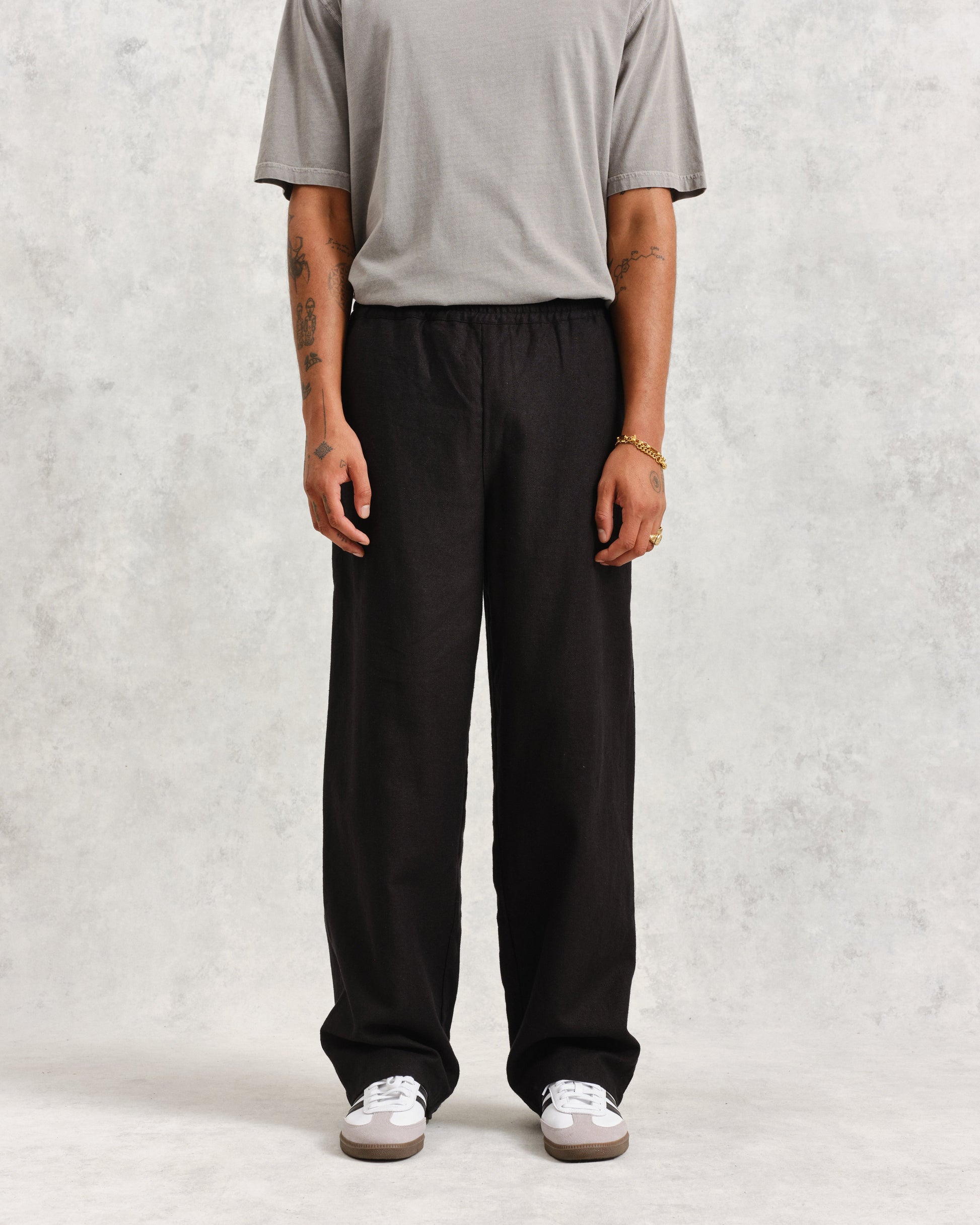 wax london men's Glencoe - Black Loose Fit Trousers
