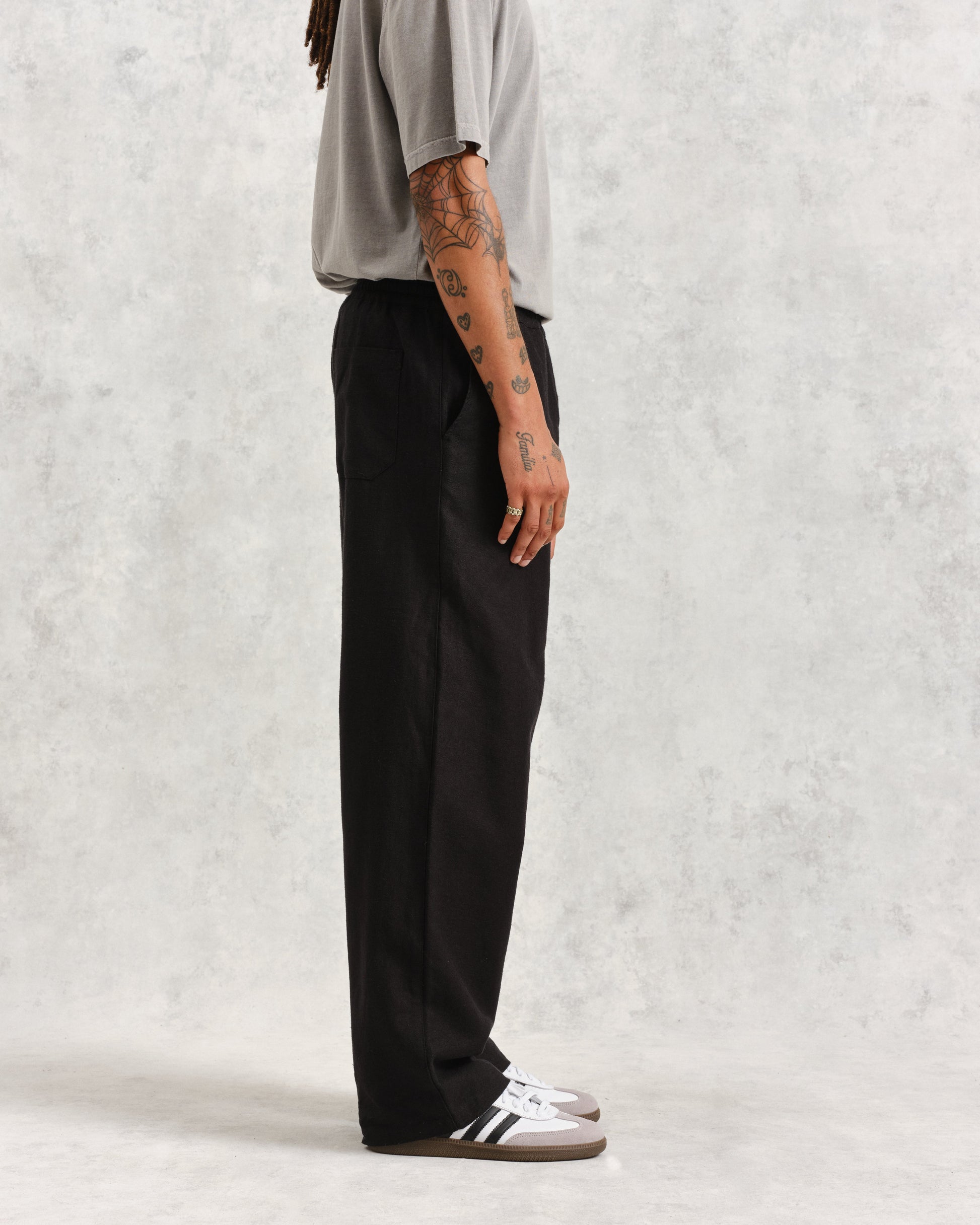 wax london men's Glencoe - Black Loose Fit Trousers