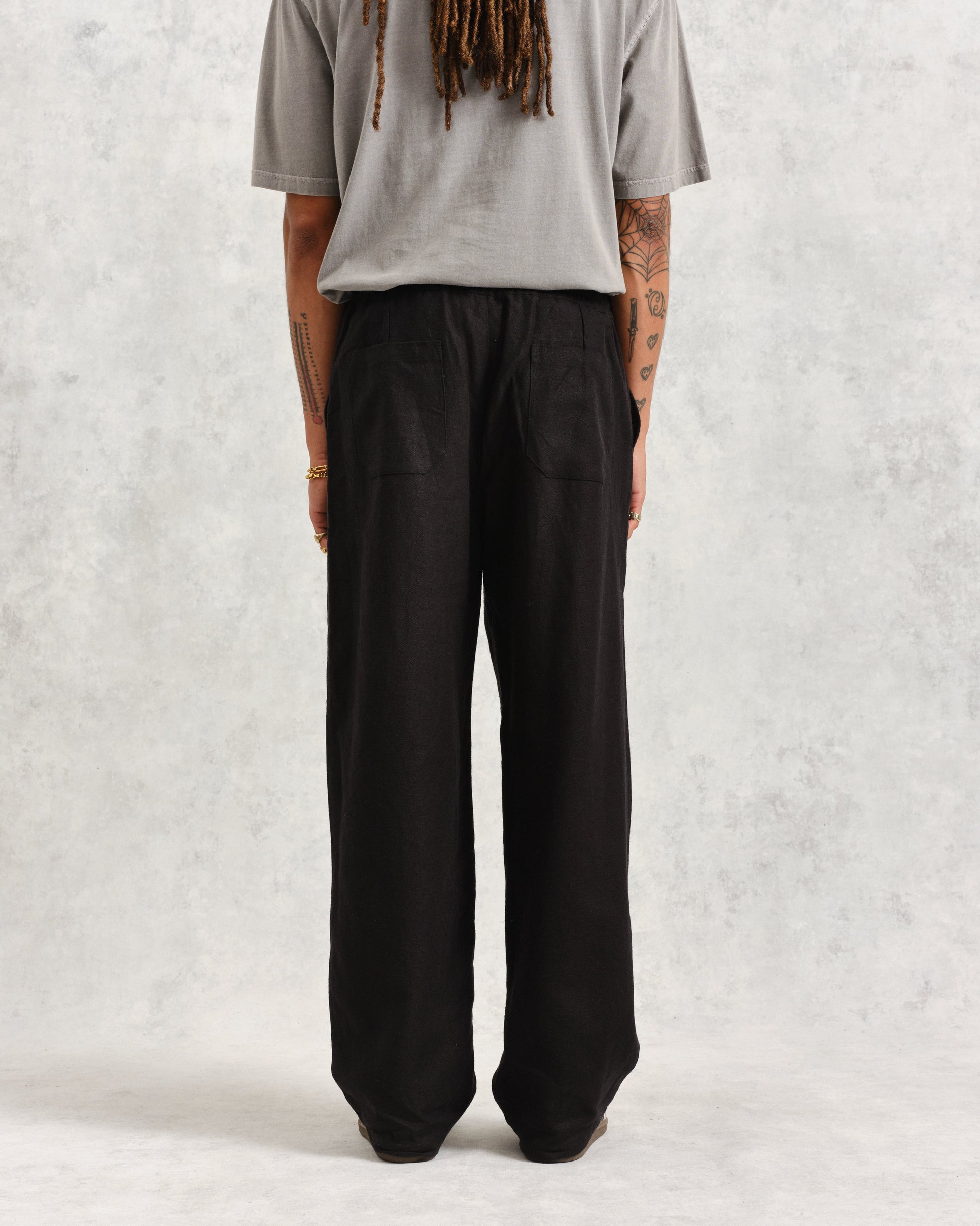 wax london men's Glencoe - Black Loose Fit Trousers