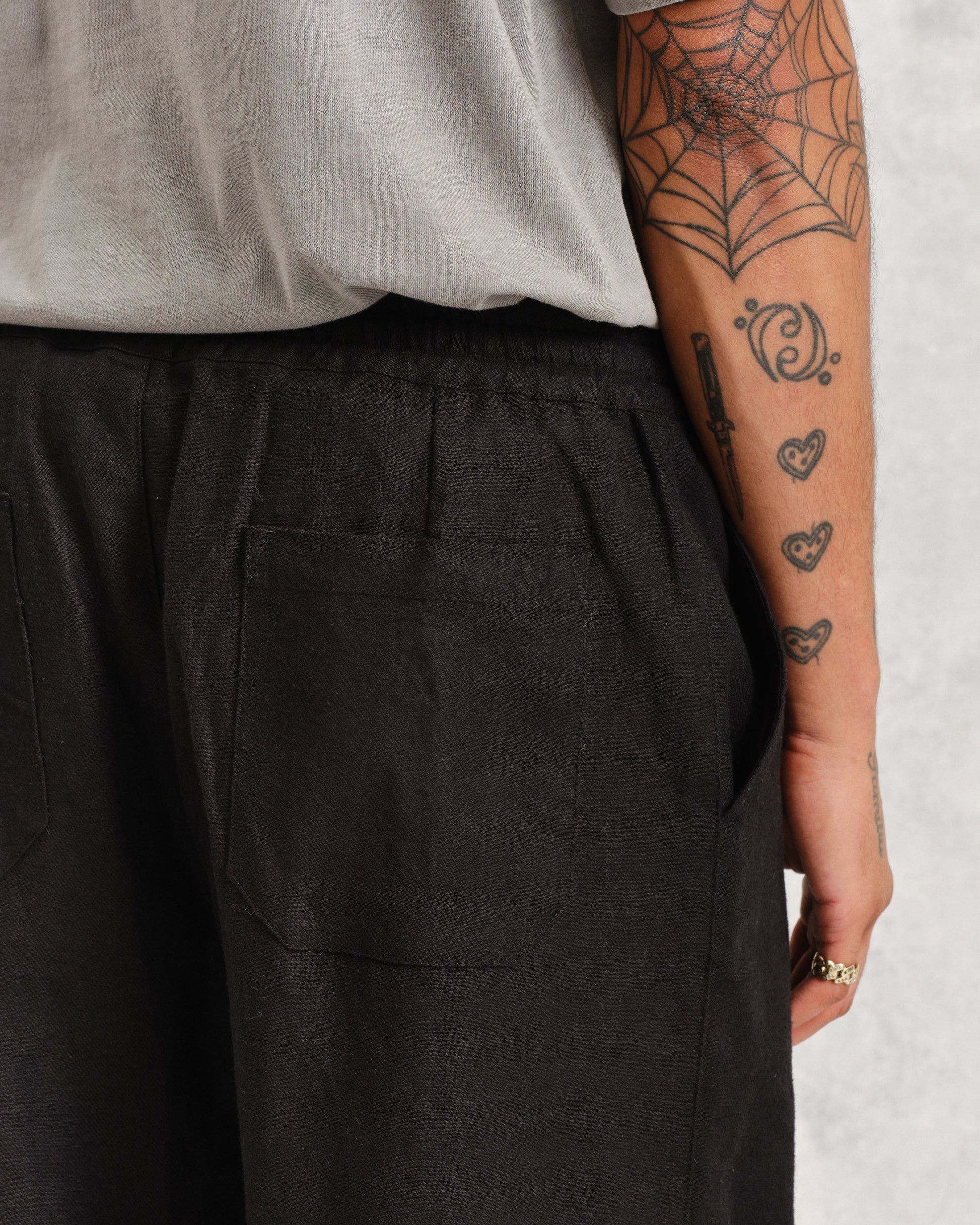 wax london men's Glencoe - Black Loose Fit Trousers