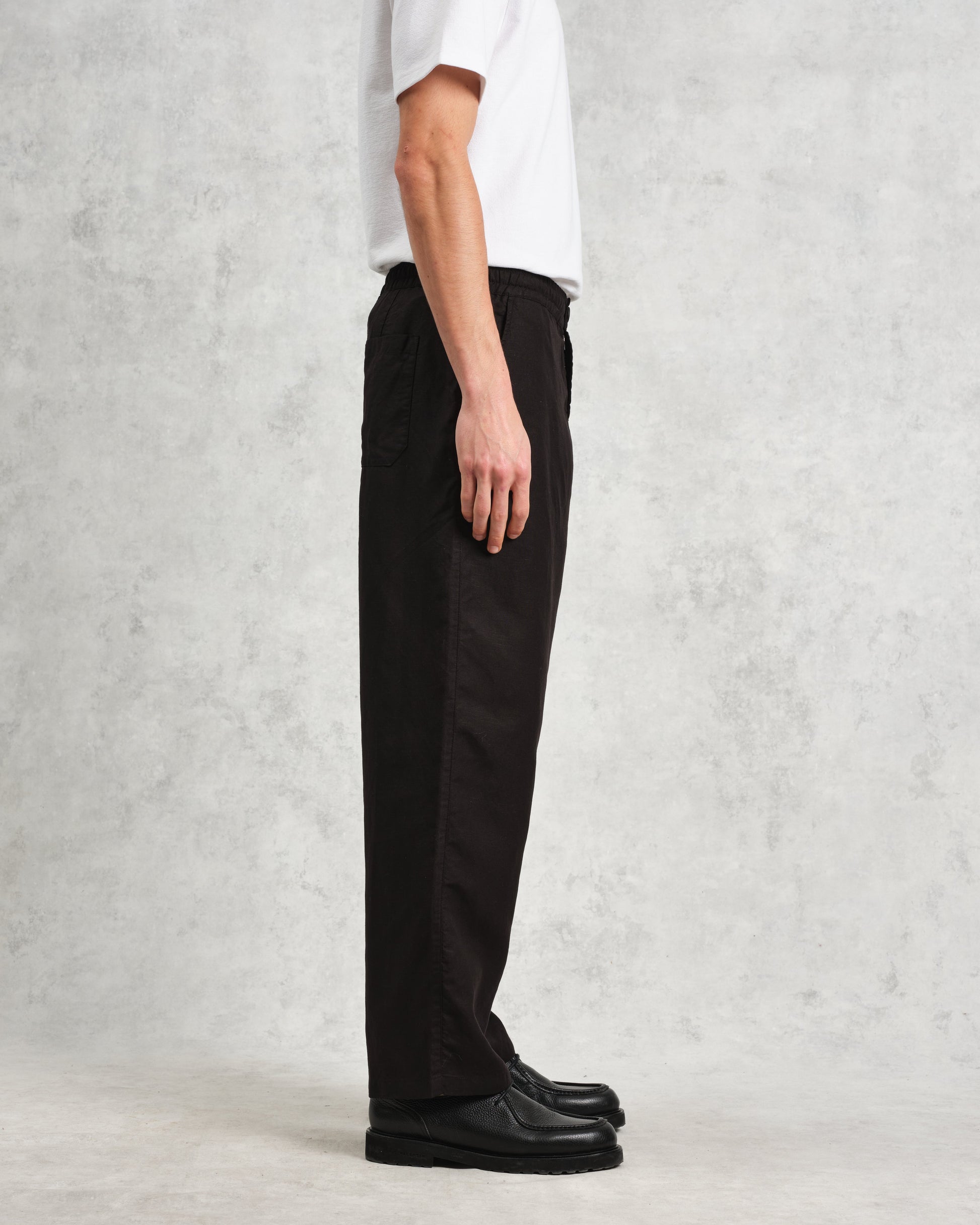wax london men's Glencoe - Black Slub Weave Trousers