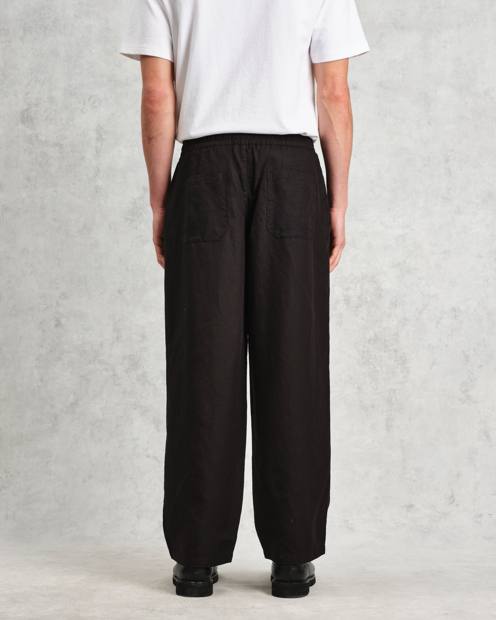 wax london men's Glencoe - Black Slub Weave Trousers