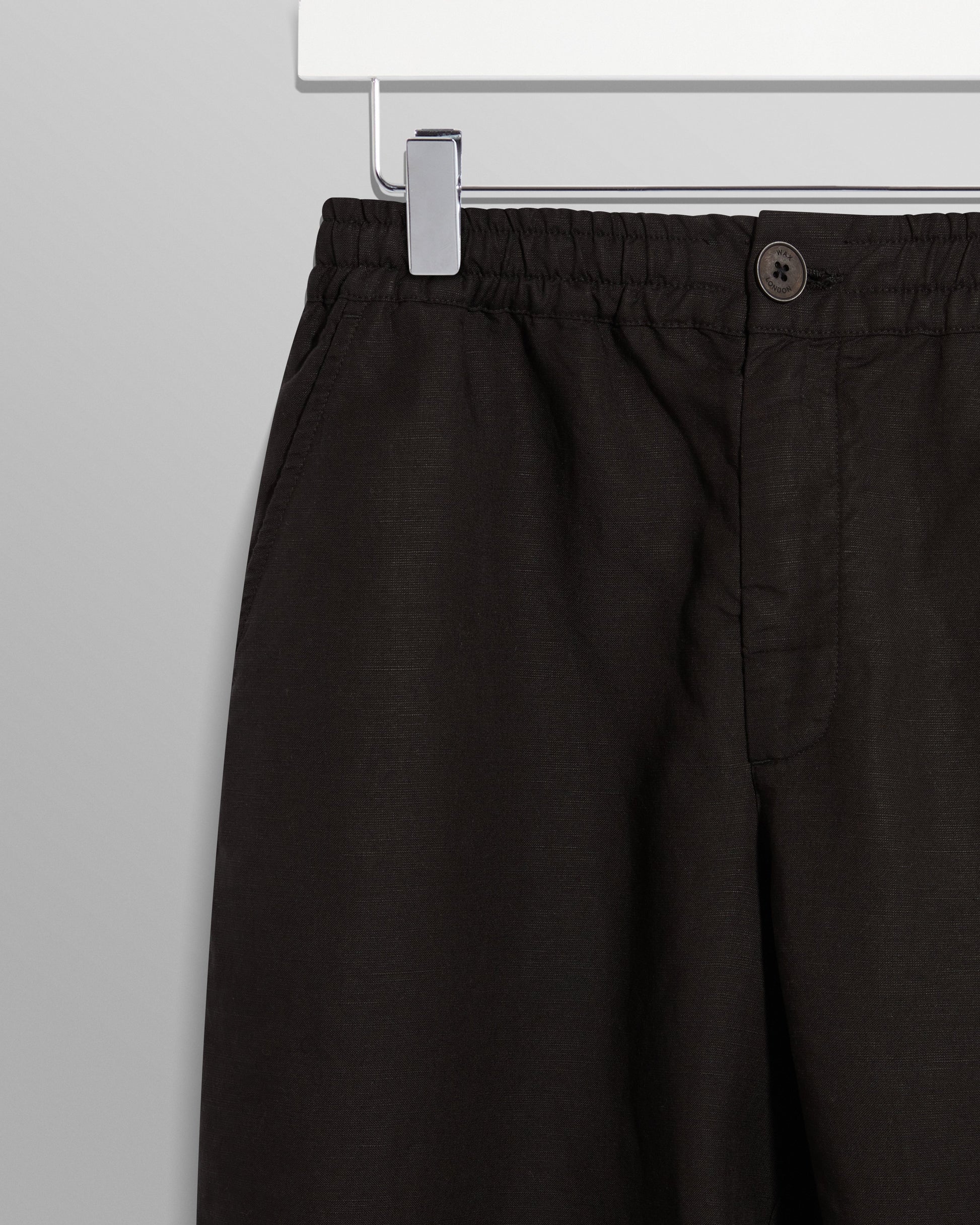 wax london men's Glencoe - Black Slub Weave Trousers