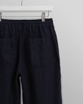 wax london men's Glencoe - Navy Two-Tone Linen Trousers