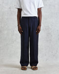 wax london men's Glencoe - Navy Two-Tone Linen Trousers