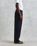 wax london men's Glencoe - Navy Two-Tone Linen Trousers