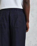 wax london men's Glencoe - Navy Two-Tone Linen Trousers