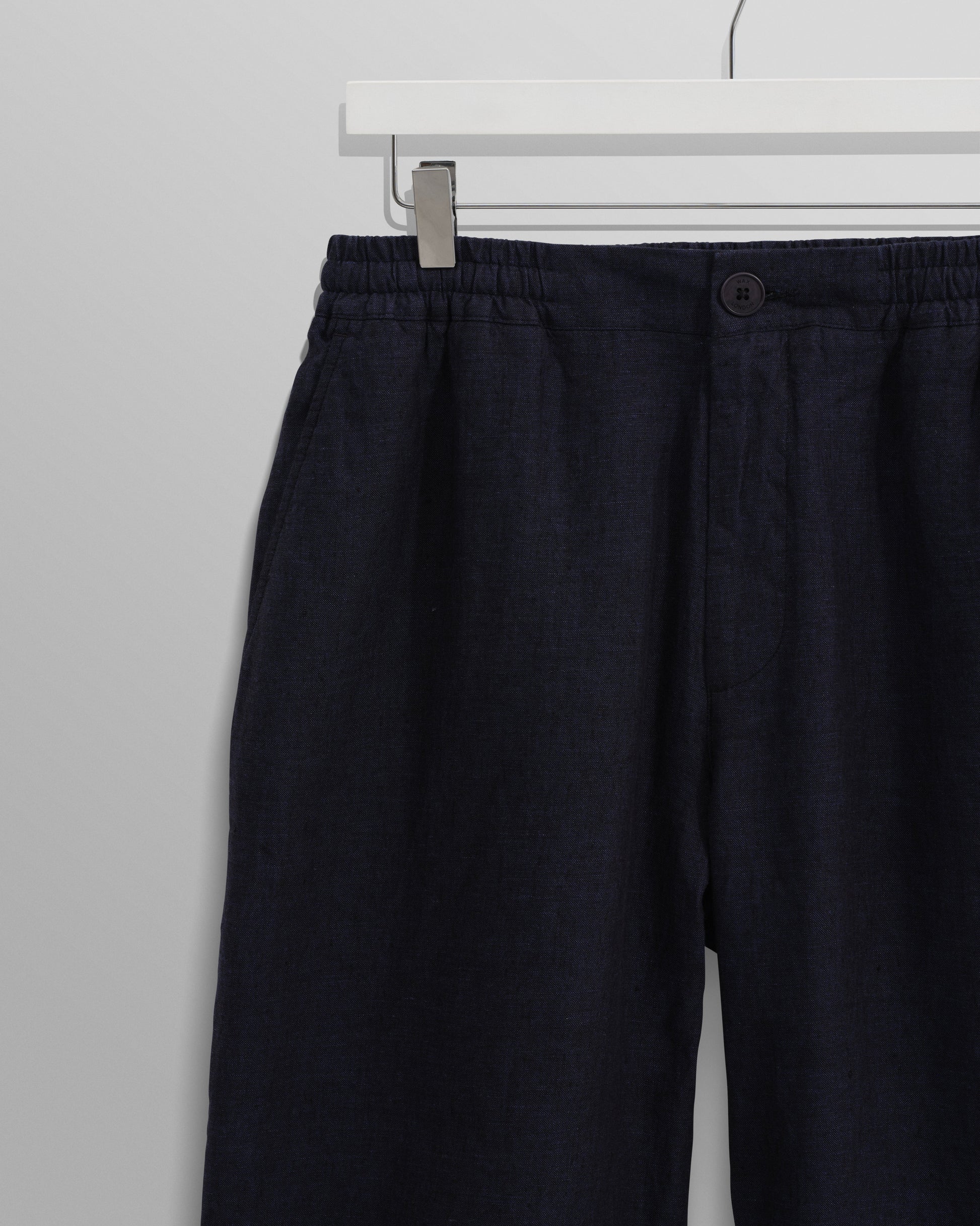 wax london men's Glencoe - Navy Two-Tone Linen Trousers