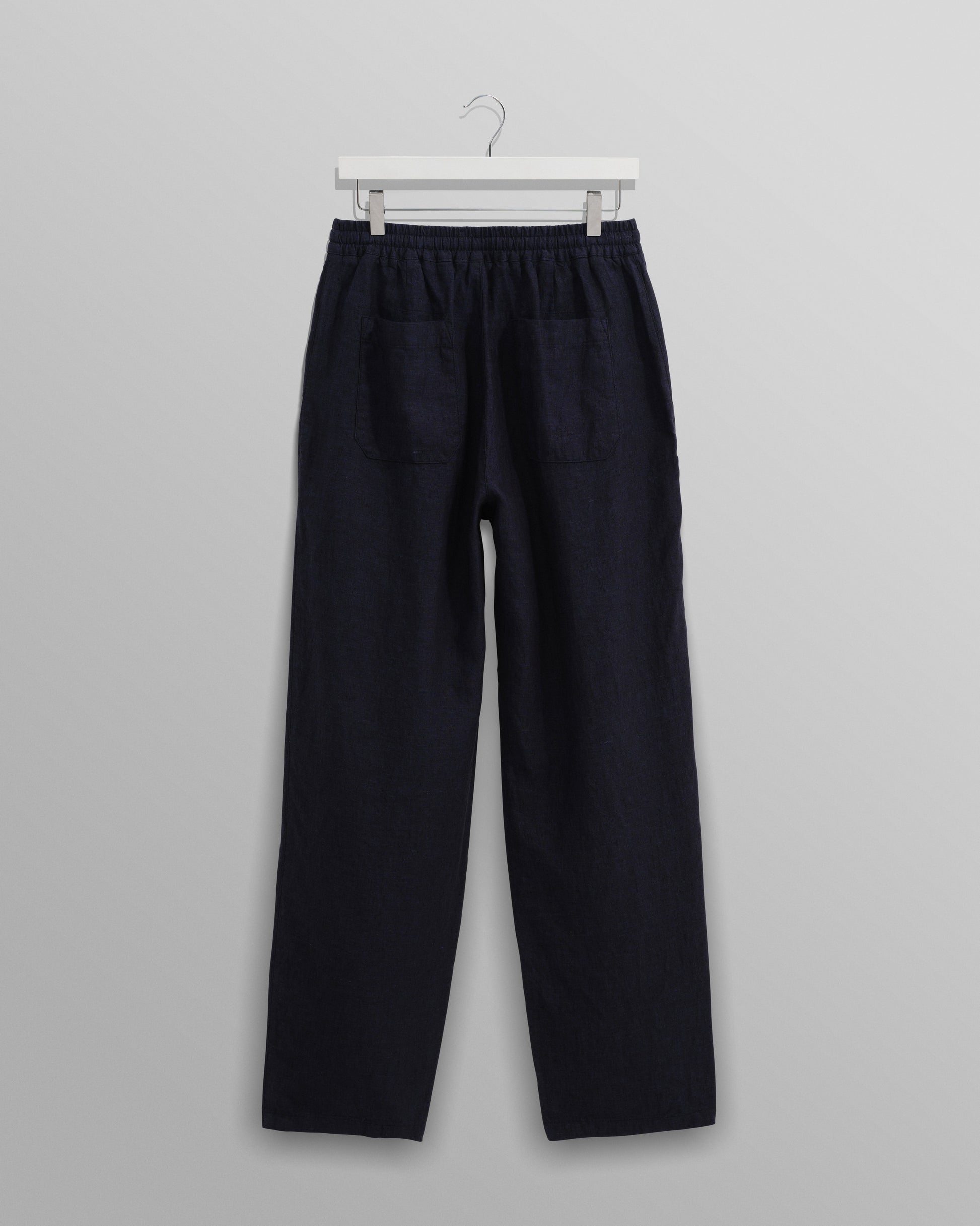 wax london men's Glencoe - Navy Two-Tone Linen Trousers