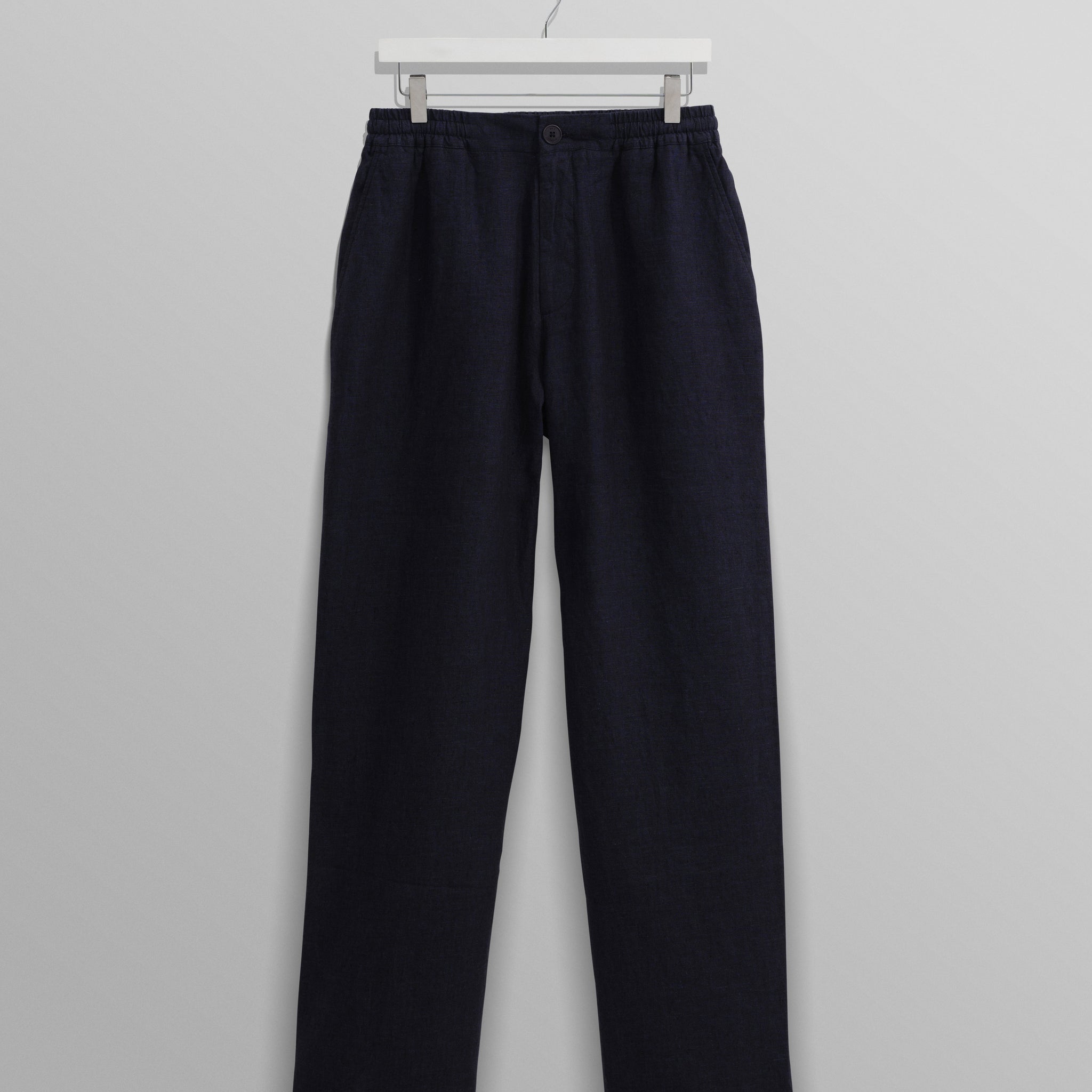 wax london men's Glencoe - Navy Two-Tone Linen Trousers