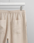 wax london men's Glencoe - Washed Beige Linen Trousers