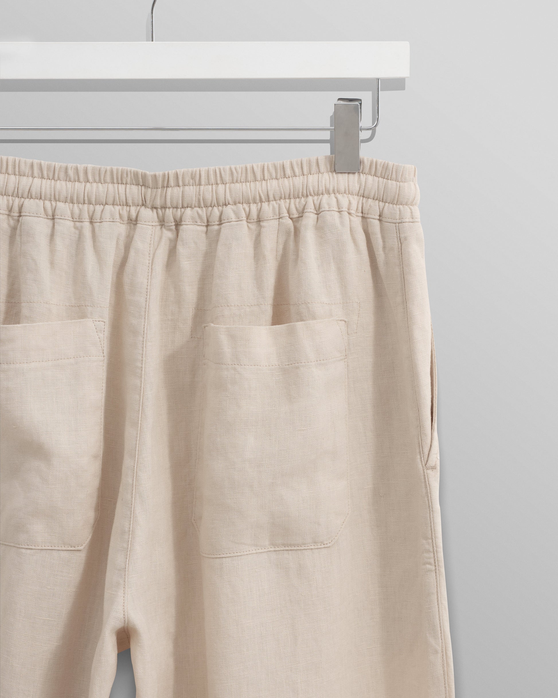 wax london men's Glencoe - Washed Beige Linen Trousers