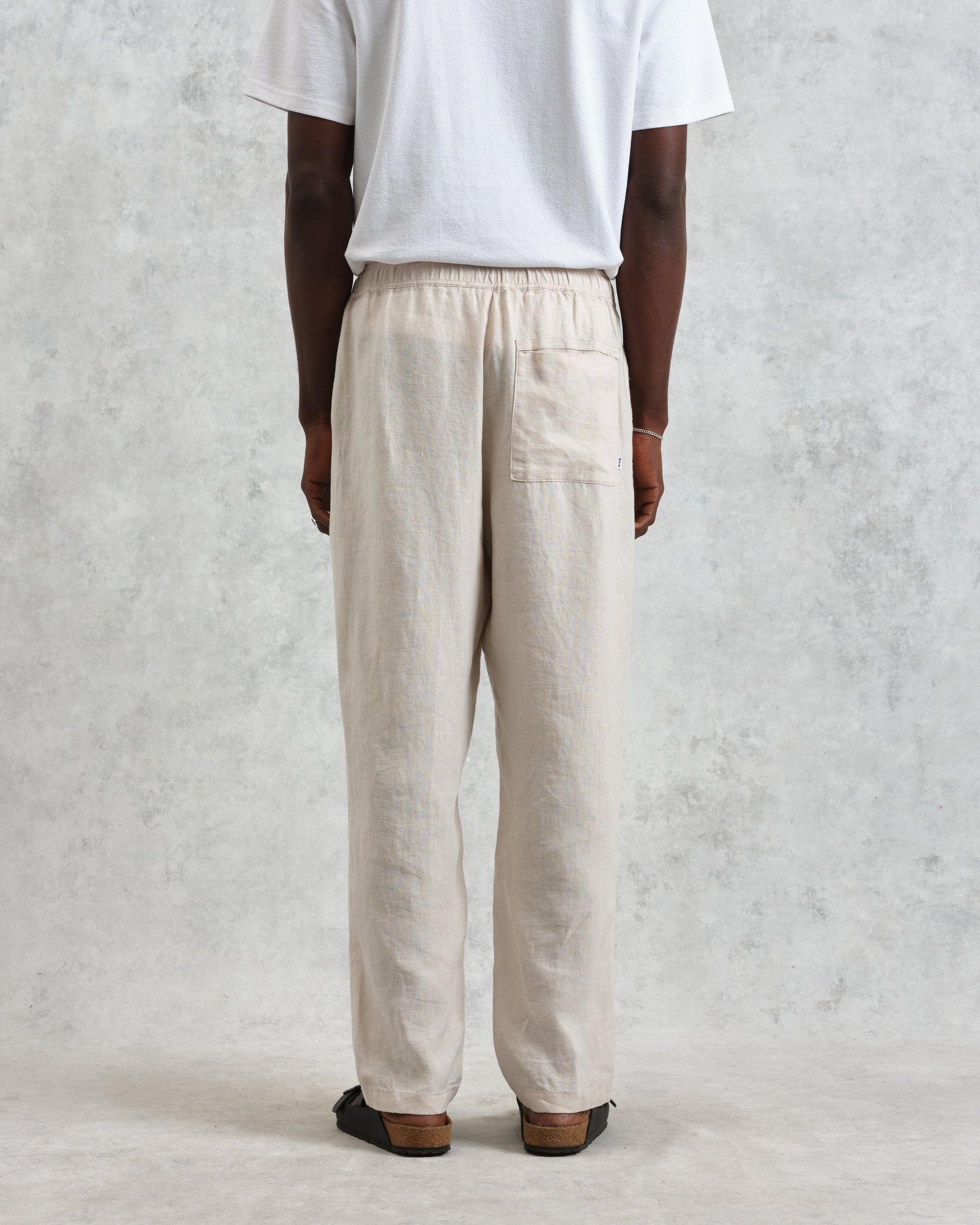 wax london men's Glencoe - Washed Beige Linen Trousers