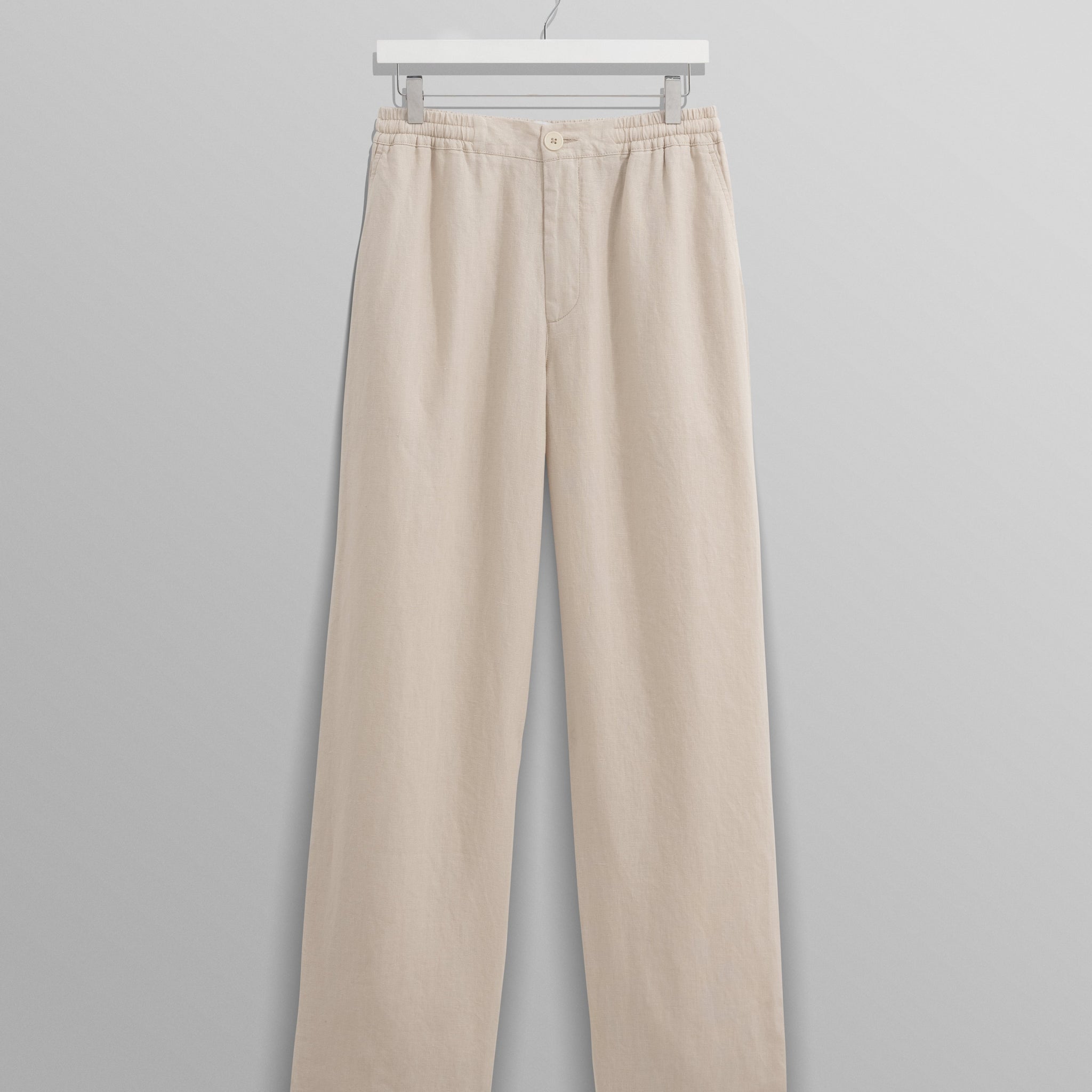 wax london men's Glencoe - Washed Beige Linen Trousers