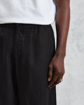 wax london men's Glencoe - Washed Black Linen Trousers