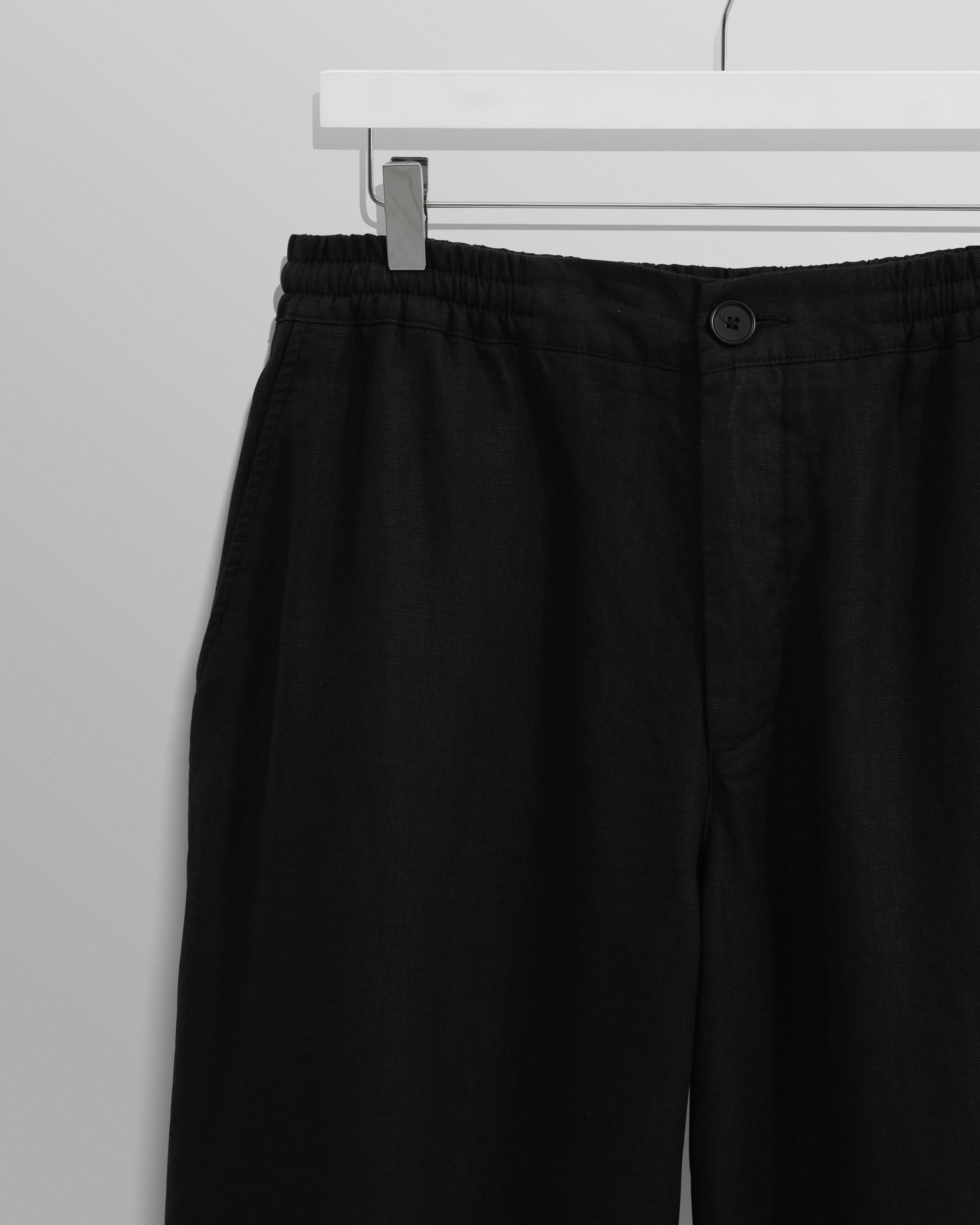 wax london men's Glencoe - Washed Black Linen Trousers