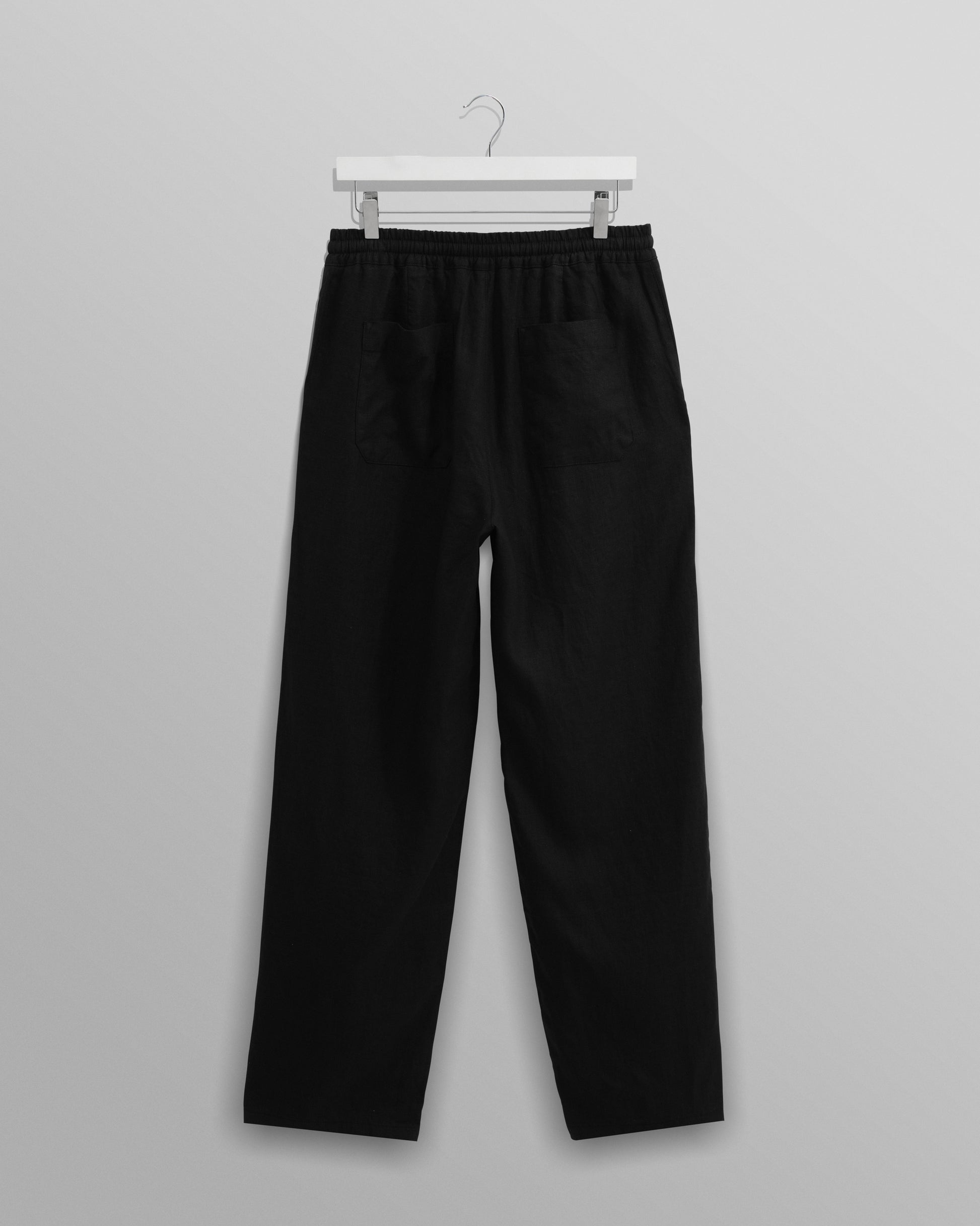 wax london men's Glencoe - Washed Black Linen Trousers
