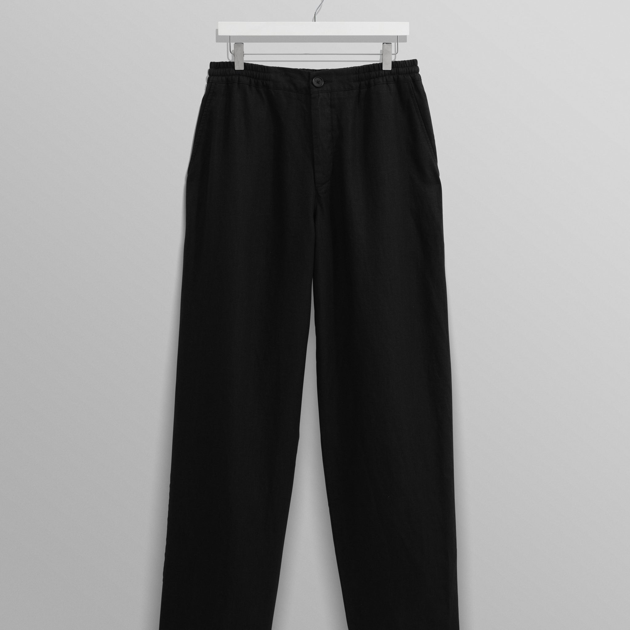 wax london men's Glencoe - Washed Black Linen Trousers