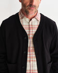 wax london men's Guildford - Black Structured Waffle Cardigan