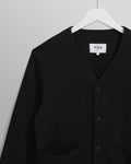 wax london men's Guildford - Black Structured Waffle Cardigan