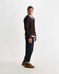 wax london men's Guildford - Dark Brown Structured Waffle Cardigan
