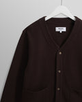 wax london men's Guildford - Dark Brown Structured Waffle Cardigan