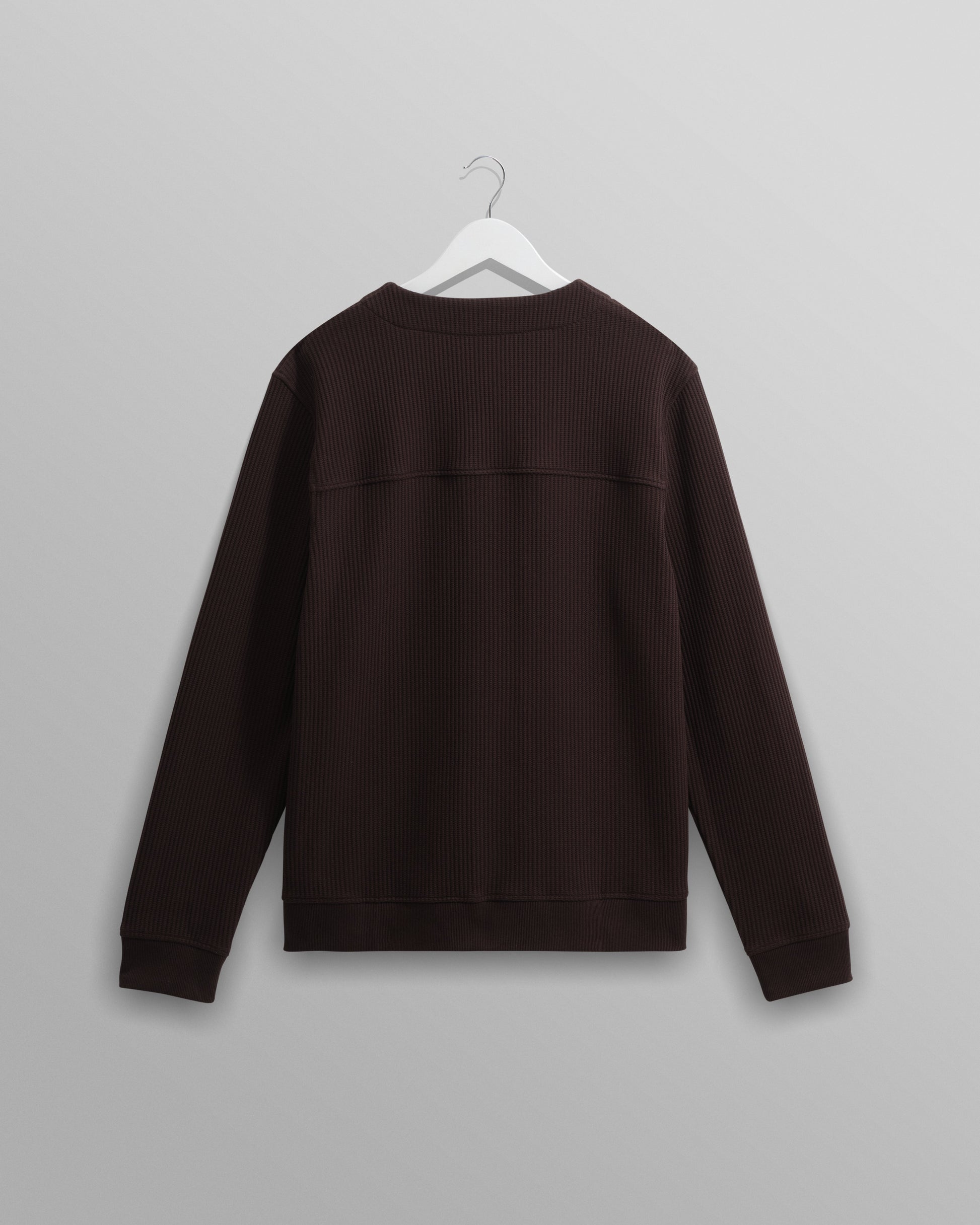 wax london men's Guildford - Dark Brown Structured Waffle Cardigan