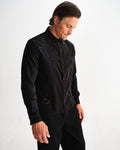 wax london men's Halcomb - Black And Multicolour Applique Corduroy Shirt