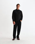 wax london men's Halcomb - Black And Multicolour Applique Corduroy Shirt