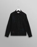 wax london men's Halcomb - Black And Multicolour Applique Corduroy Shirt