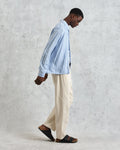 wax london men's Halcomb - Blue Stripe Viscose Shirt