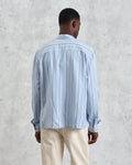 wax london men's Halcomb - Blue Stripe Viscose Shirt