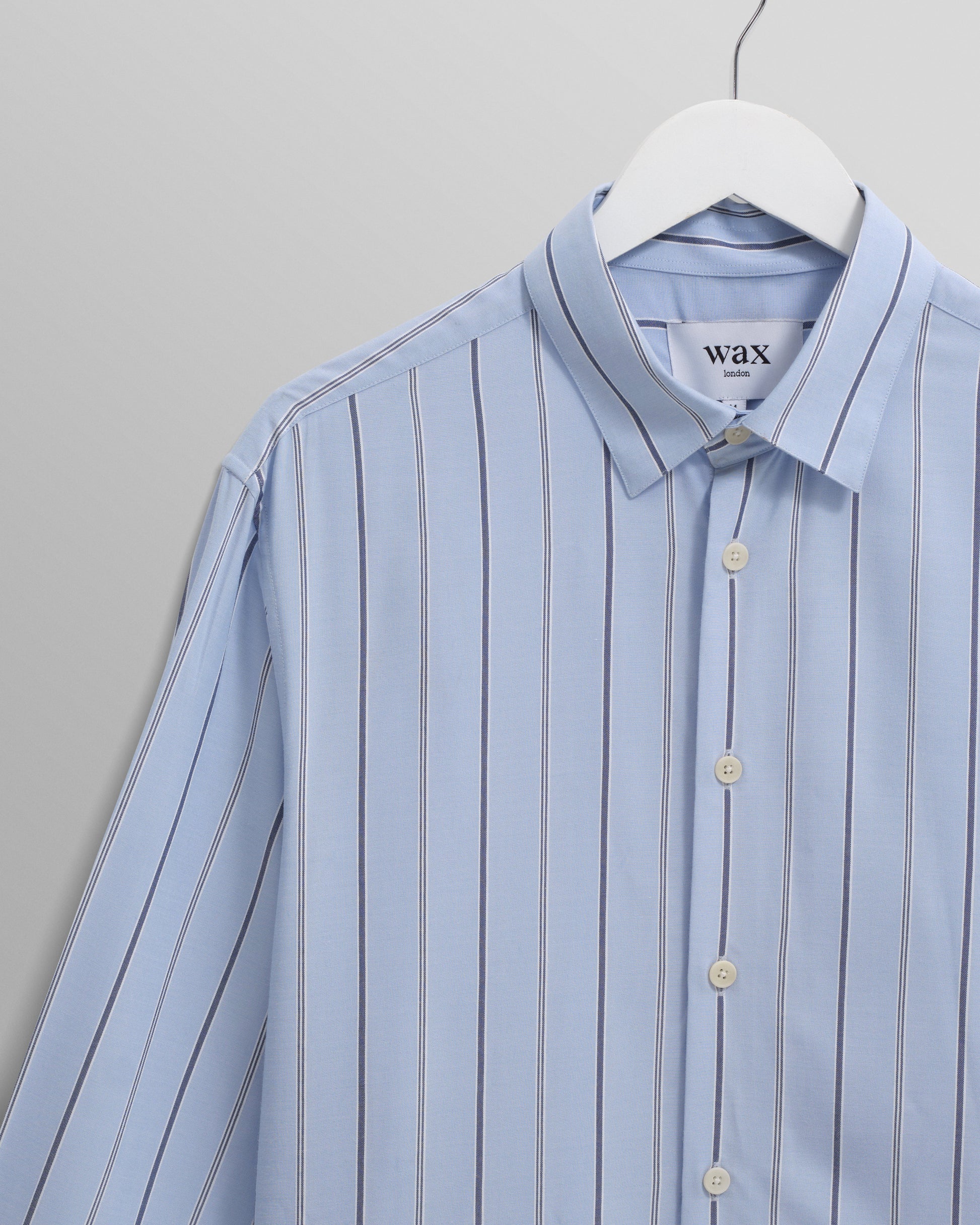 wax london men's Halcomb - Blue Stripe Viscose Shirt
