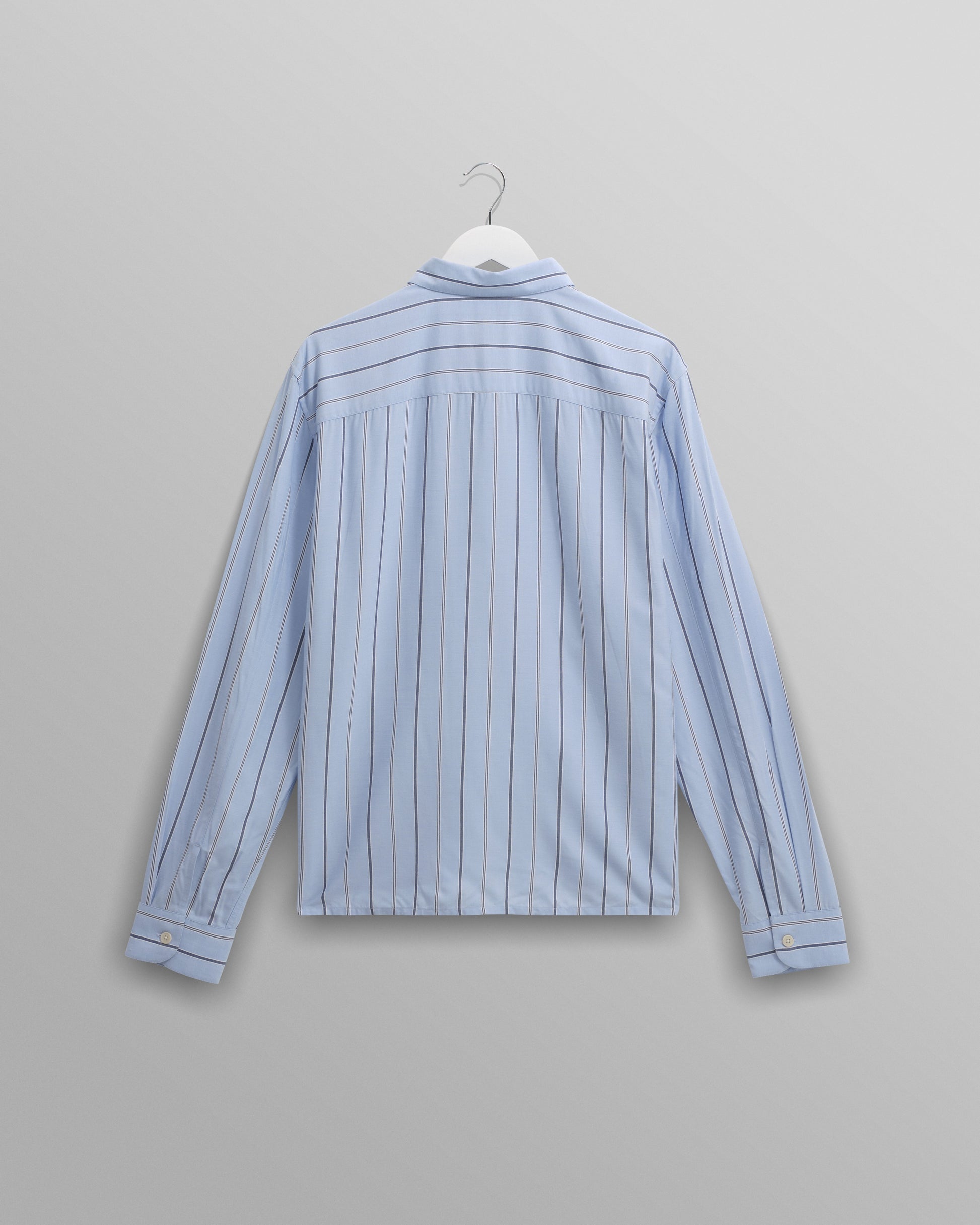 wax london men's Halcomb - Blue Stripe Viscose Shirt