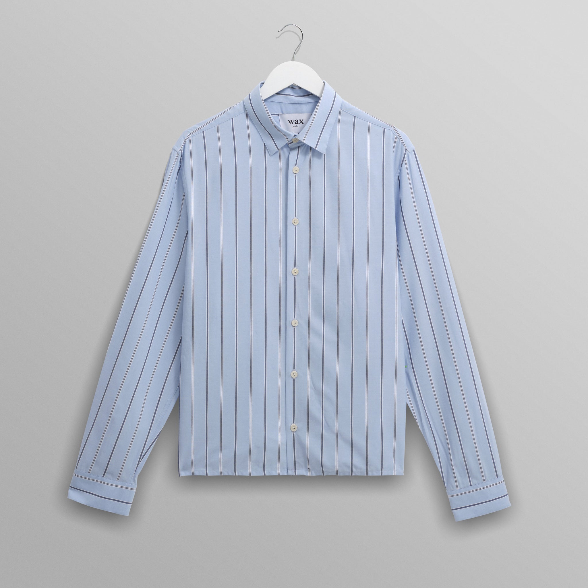 wax london men's Halcomb - Blue Stripe Viscose Shirt