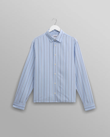 wax london men's Halcomb - Blue Stripe Viscose Shirt