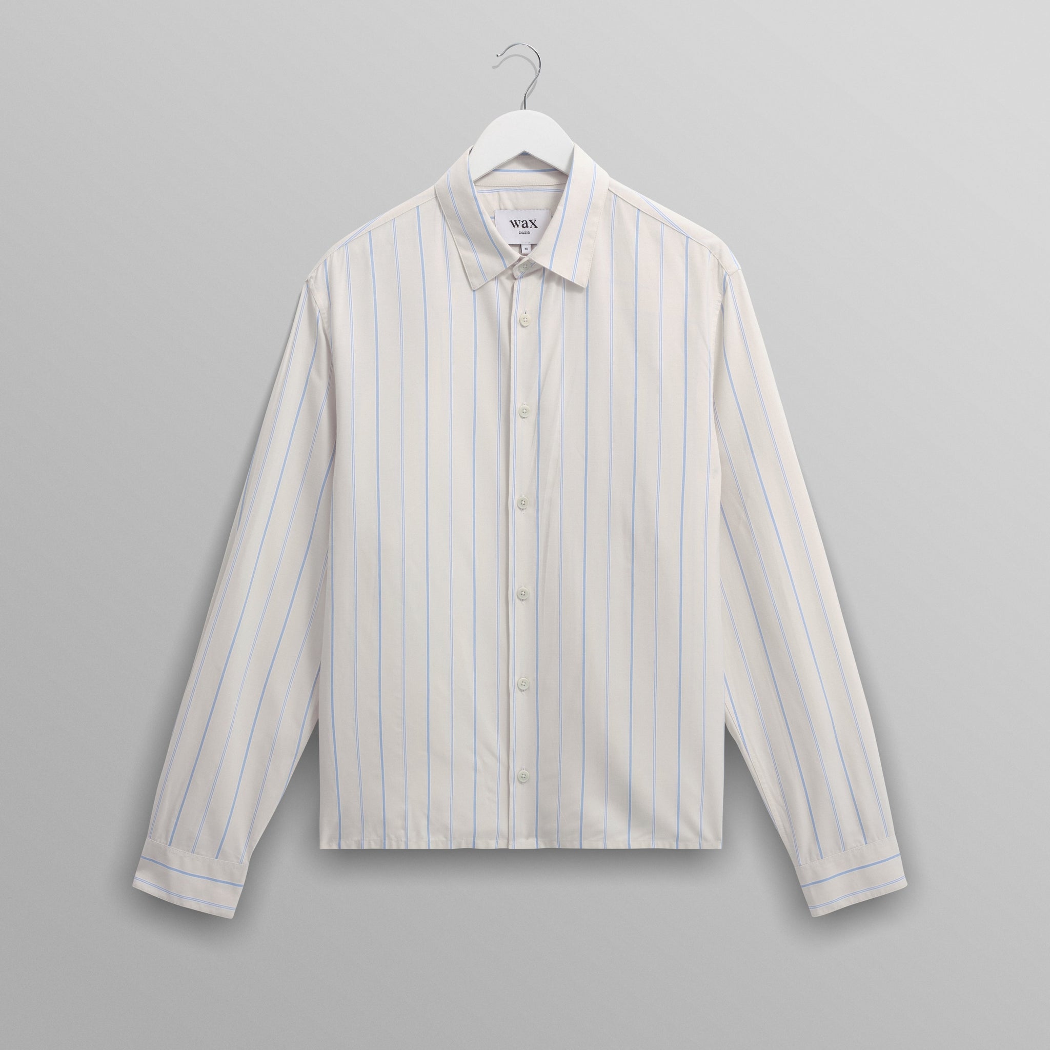wax london men's Halcomb - Ecru Stripe Viscose Shirt