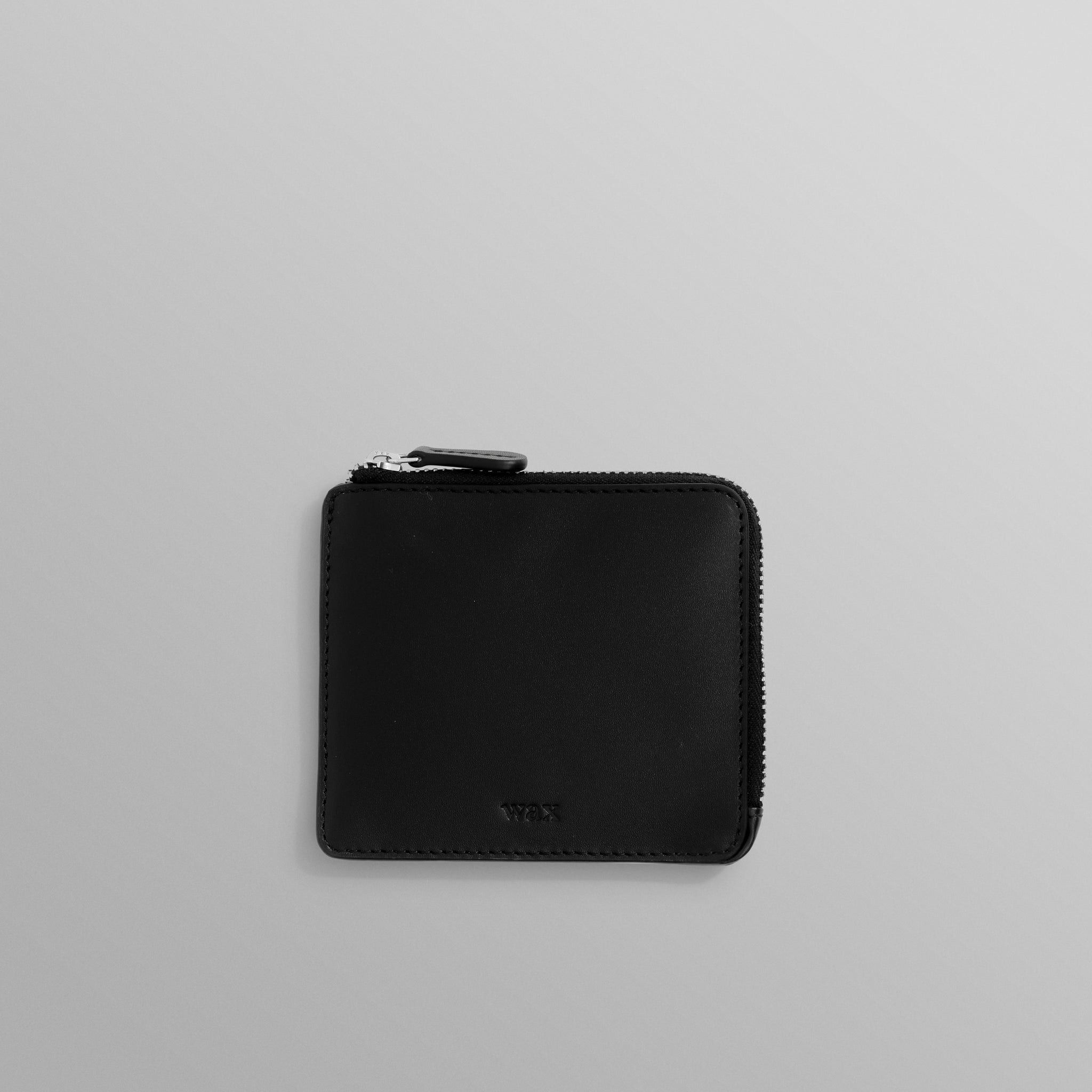 wax london men's Harford - Black Leather Zip Wallet