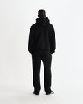wax london men's Harris - Black Embroidered Logo Loopback Cotton Hoodie