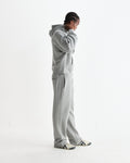 wax london men's Harris - Grey Embroidered Logo Loopback Cotton Hoodie