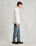 wax london men's Haven - Ecru And Blue Embroidered Shirt