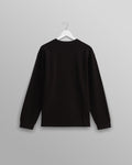 wax london men's Hayden - Black Textured Organic Cotton Long Sleeve T-Shirt