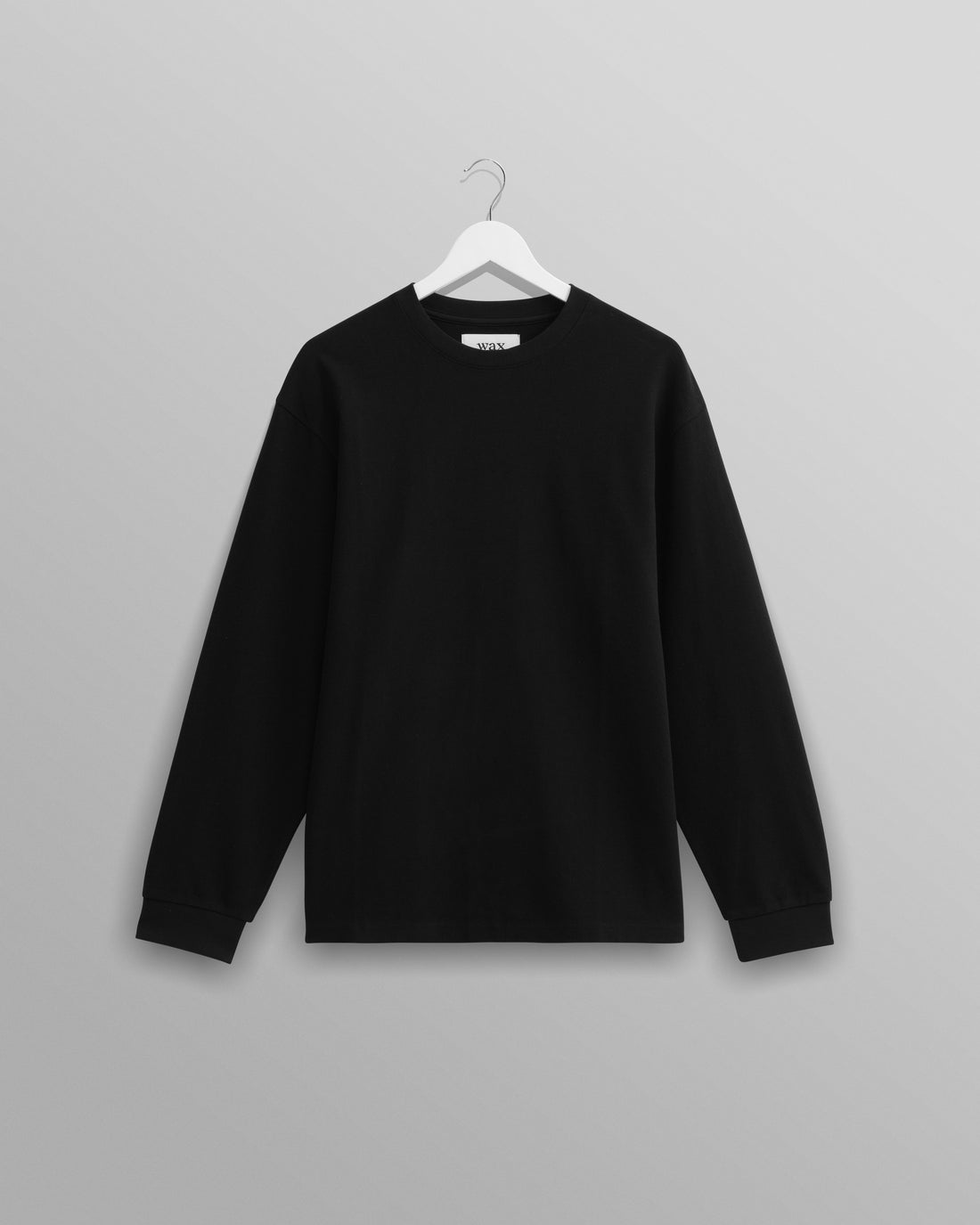 wax london men's Hayden - Black Textured Organic Cotton Long Sleeve T-Shirt