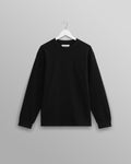 wax london men's Hayden - Black Textured Organic Cotton Long Sleeve T-Shirt