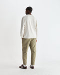 wax london men's Hayden - Ecru Textured Organic Cotton Long Sleeve T-Shirt