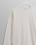 wax london men's Hayden - Ecru Textured Organic Cotton Long Sleeve T-Shirt