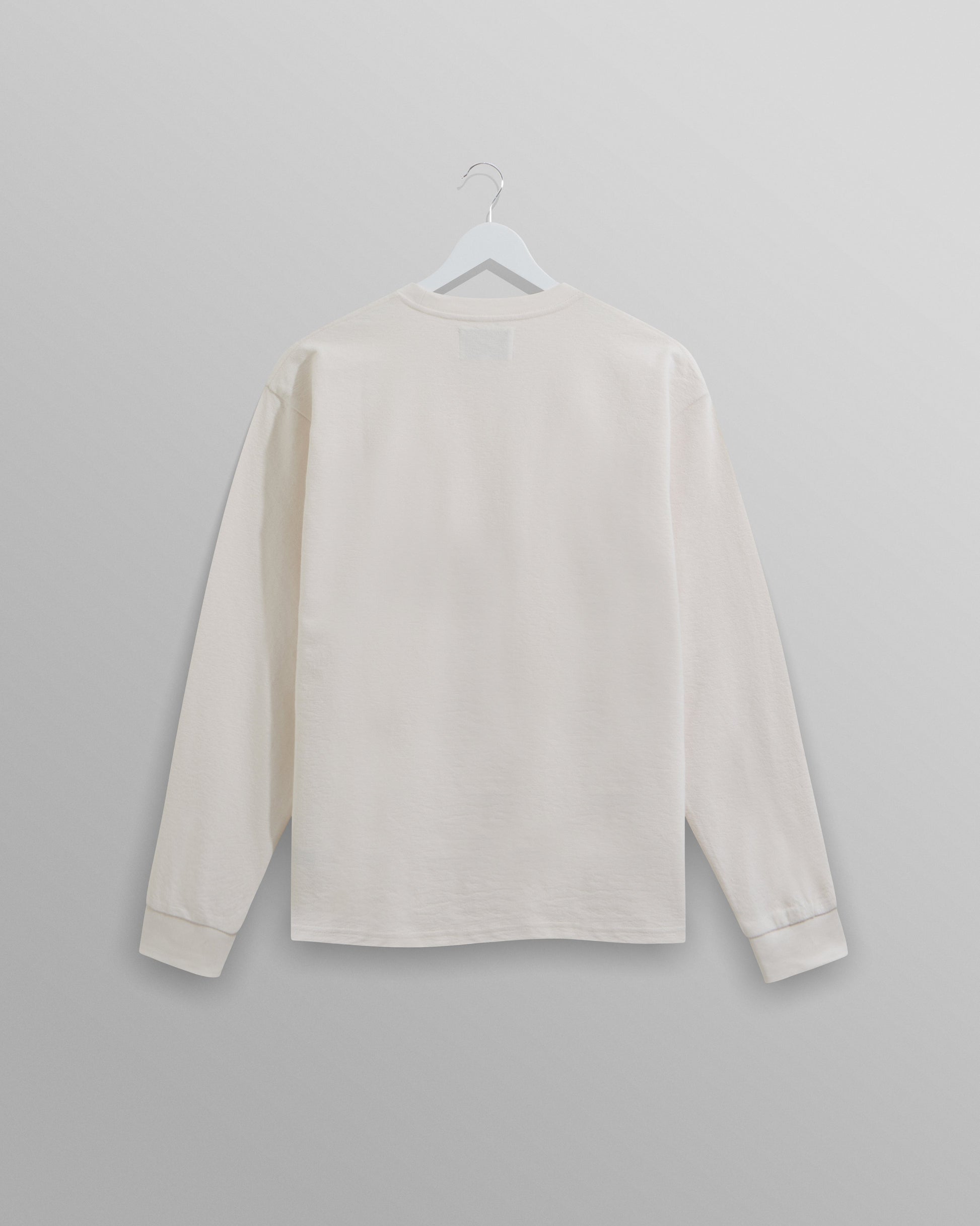 wax london men's Hayden - Ecru Textured Organic Cotton Long Sleeve T-Shirt