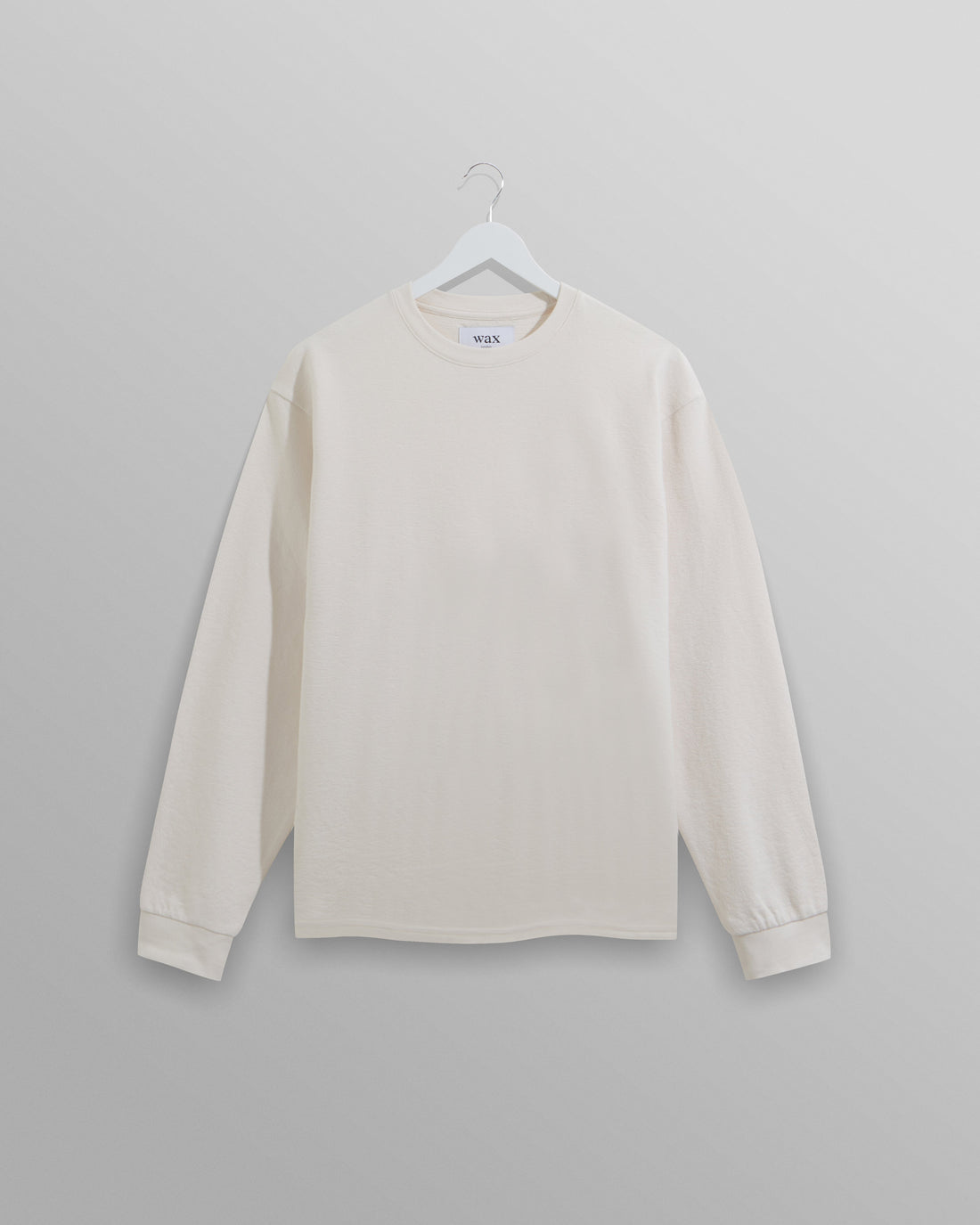 wax london men's Hayden - Ecru Textured Organic Cotton Long Sleeve T-Shirt